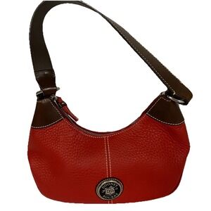 Dooney & Bourke Wayfarer Red Pebble Grain /Brown Leather Trim Small Hobo Bag NWO